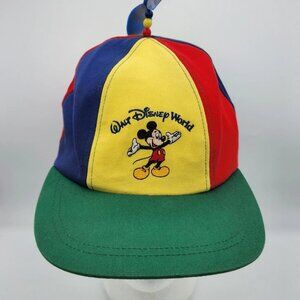 Vintage Walt Disney World Mickey Mouse Spinner Hat Cap Youth Multicolor 90s